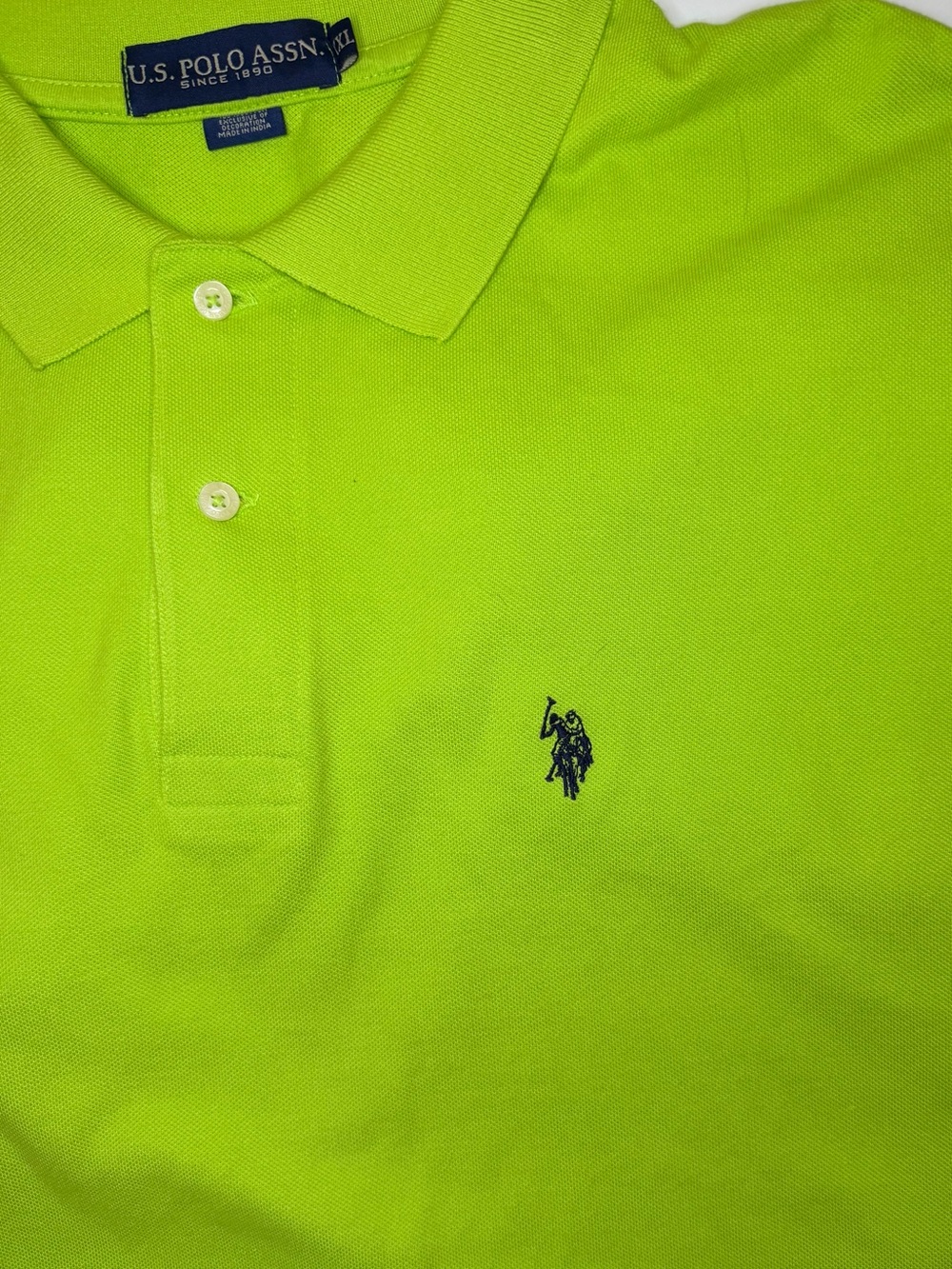 U.S. Polo Assn. Men's Neon Lime Polo with Navy Logo
